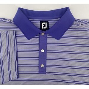 Footjoy Performance Golf Polo Shirt Men XL Purple Striped Preppy Casual Stretch